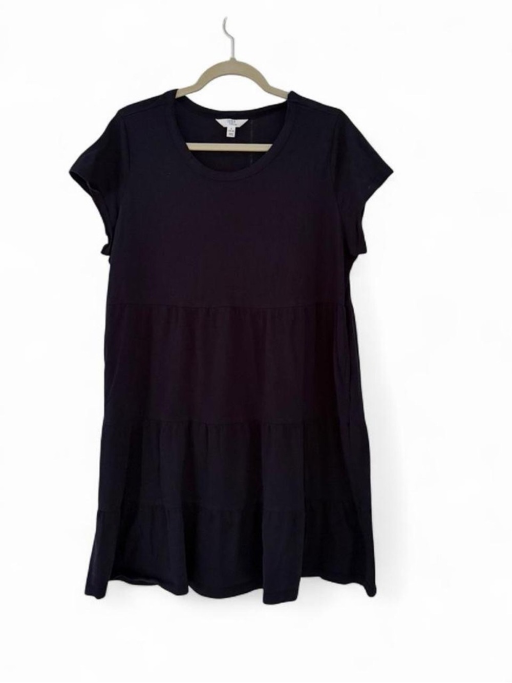 Time and Tru Navy Short-Sleeve Tiered T-Shirt Dress